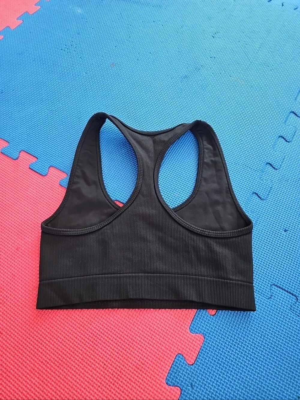 Alo Black Ribbed Racerback Sports Bra - Picture 3 of 7